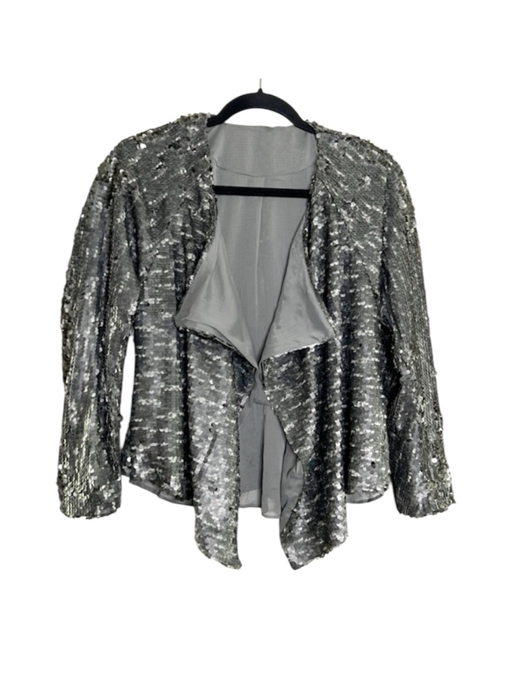 FREE PEOPLE Drippy Sequin Gray Jacket Blazer size XS